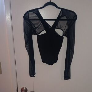 MICHI Black Sheer Crop Top